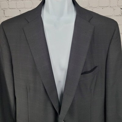 Royal Classic Black Purple Pinstriped 2 Button Notch Blazer Sport Coat USA 45L