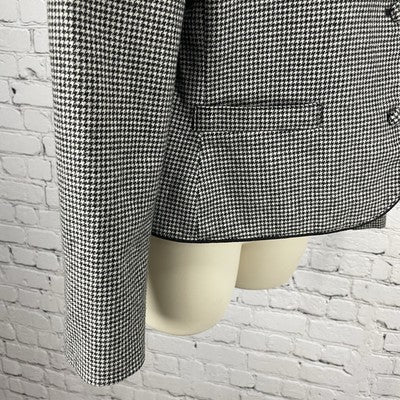 VTG Sasson Black & White Wool Blend Houndstooth Buttoned Jacket Size 12/13