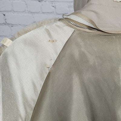 VTG Ballymoor Beige Buttoned Faux Fur Removable Liner Trench Coat Size 44R