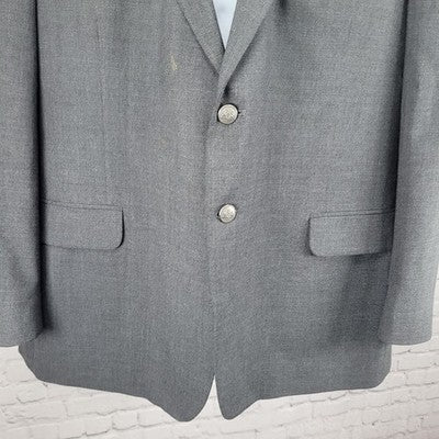 Stafford Grey Worsted Wool Blend 2 Button Notch Blazer Sport Coat Size 48R