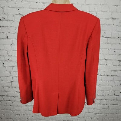 VTG SB Collection Red 100% Wool 3 Button Vented Notch Blazer Jacket USA 10