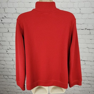 Petite Sophisticate Red Quilted Knit Full Zip Lightweight Unlined Jacket Size PL