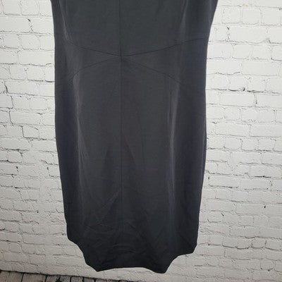 Ann Taylor Black Sleeveless Stretch Lined Back Slit Knee Length Sheath Dress 12