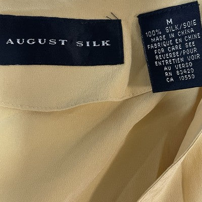 August Silk Yellow 100% Silk Buttoned Long Sleeve Tunic Blouse Top Size Medium M