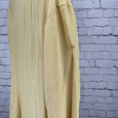 August Silk Yellow 100% Silk Buttoned Long Sleeve Tunic Blouse Top Size Medium M