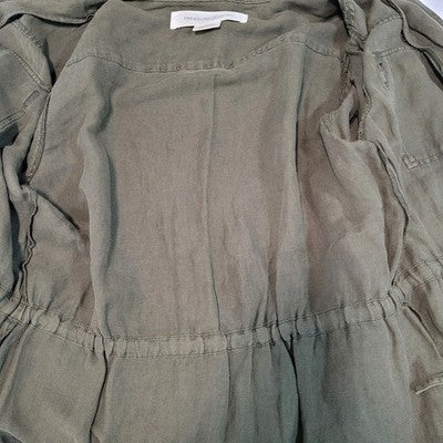 Treasure & Bond Green Linen Blend Unlined Drawstring Waist Military Jacket Small