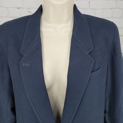 VTG Liz Sport Claiborne Navy Wool Button Notch Lined Blazer Suit Jacket Size 6P
