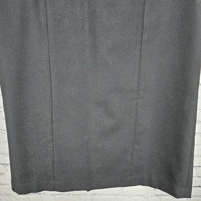 VTG Mikai Jerry Shabo Black Wool Back Slit Lined Pencil Straight Midi Skirt US 6