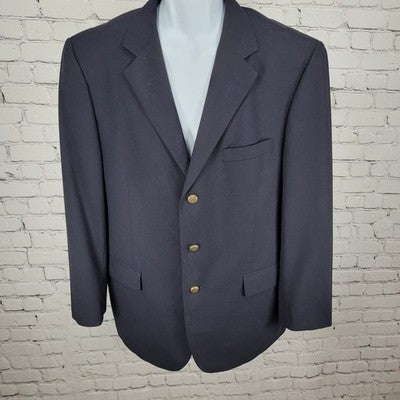 Jos A Bank Navy 100% Wool 3 Button Vented Notch Blazer Sport Coat Size 42R
