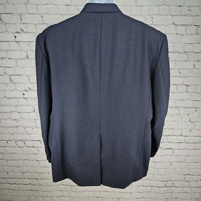 Stafford Navy Worsted Wool Blend 2 Button Vented Notch Blazer Sport Coat 50R
