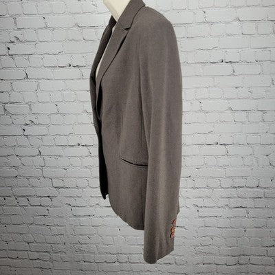 Perry Ellis Brown 1 Button Vented Lined Notch Blazer Women’s Suit Jacket Size 10