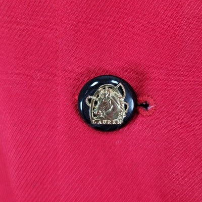 VTG Lauren Ralph Lauren Red Corduroy Collar Equestrian Print Lining Coat 1X