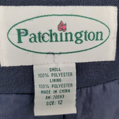 Patchington Navy 2 Metal Button Notch Ventless Blazer Suit Jacket Size 12