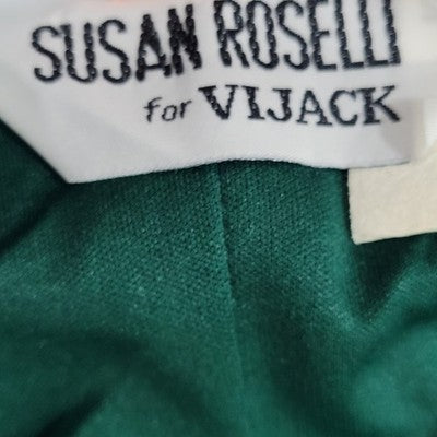 VTG Susan Roselli Vijack Dark Green Glitter Strappy Maxi Dress USA Made Size 4
