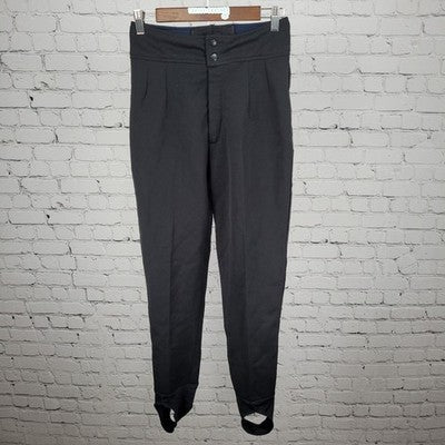 VTG Head Skiwear Schoeller Black Wool Blend Stirrup Ski Snow Pants 10 (26x26)