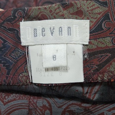 VTG Devan Red Paisley Unlined Ruched Back Pockets Zip Long A-Line Skirt USA 8