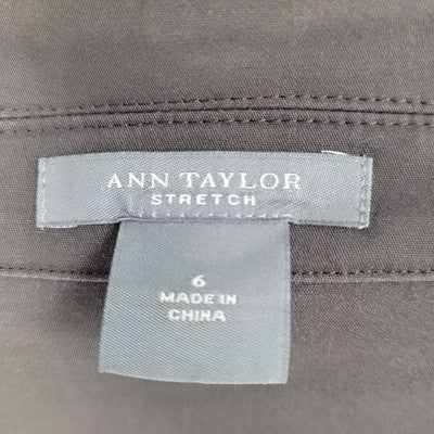 Ann Taylor Brown Cotton Blend Stretch Buttoned Collared Unlined Jacket Size 6