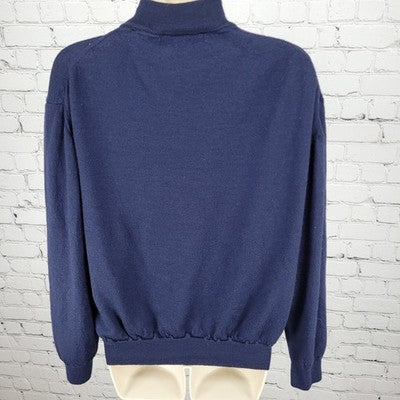 Tricots St Raphael Navy Merino Wool Silk Cashmere Sweater Italy Made Size XL