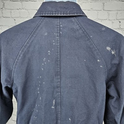 A.P.C. Rue Madame Paris Navy 100% Cotton Twill Button Lined Long Coat XS *bleach