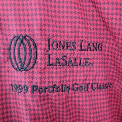 VTG ‘99 Portfolio Golf Classic Red Black Houndstooth Pullover Light Jacket US XL