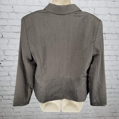 NWT Worthington Brown Herringbone Buttoned Stretch Notch Suit Jacket Size 14