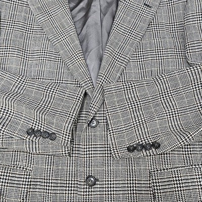 Jos A Bank Black Ivory Wool Cashmere Check 2 Button Notch Blazer Sport Coat 42S