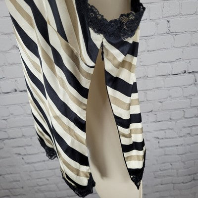 Classiques Entier Beige & Black 100% Silk Lace Zipped Camisole Top Size Small S