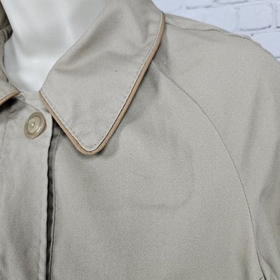 VTG Rain Or Shine Tan Removable Faux Fur Lining Buttoned Trench Coat USA Small S