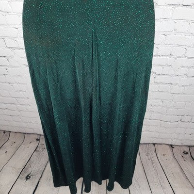 VTG Susan Roselli Vijack Dark Green Glitter Strappy Maxi Dress USA Made Size 4