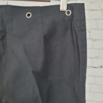 J. McLaughlin Black Cotton Grommet Mid Rise Cropped Pants USA Made 8 (30x25)