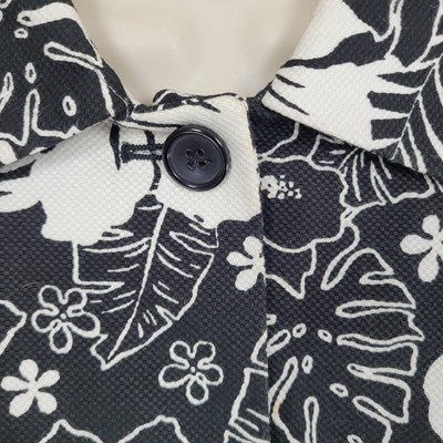 Croft & Barrow Black & White Floral Cotton Stretch Buttoned Lined Jacket Size 14