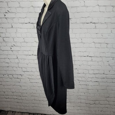 Club L London Black Notch Lapel V Neck Long Sleeve Stretch Shift Midi Dress 22