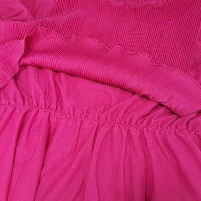 VTG More Promises Pink 3/4 Sleeve Wrap Tie Blouson Midi Dress USA Made Size 14