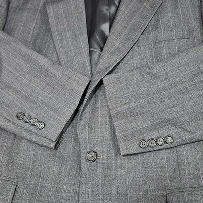 Jos A Bank Grey 100% Wool Executive Pinstriped 2 Button Blazer Sport Coat 46L