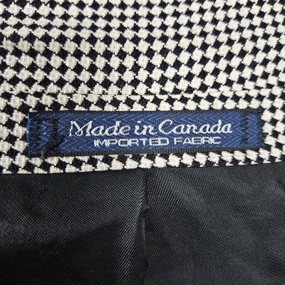 VTG Brandini Black Ivory Check 2 Button Ventless Notch Blazer Sport Coat 40