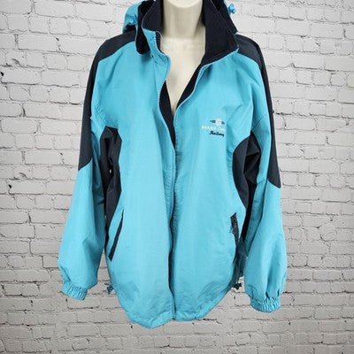 Grand Canyon Railway Cheneral Blue Fleece Lined Hooded Jacket Medium *zipper