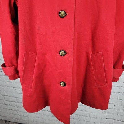 VTG Lauren Ralph Lauren Red Corduroy Collar Equestrian Print Lining Coat 1X