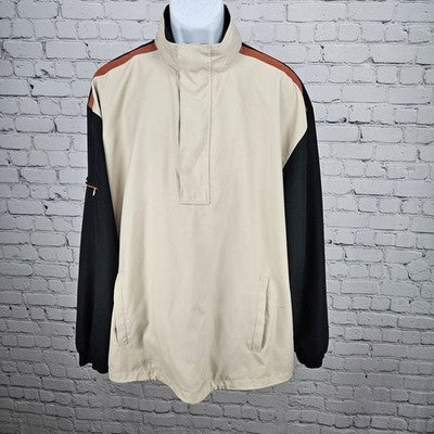 Ashworth Beige Colorblock Nano-Tex Water Resistant 1/4 Zip Pullover Jacket XL