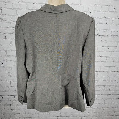 Tahari Grey One Button Puff Sleeve Stretch Notch Blazer Suit Jacket 18