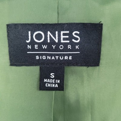 Jones New York Signature Green Linen Blend Open 3/4 Sleeve Blazer Jacket Small S