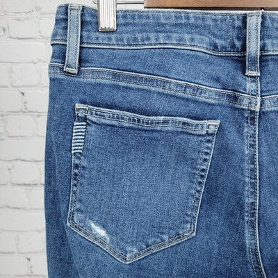 Paige Denim Blue Brigitte Distressed Mid Rise Straight Ankle Jeans 27 (29x28)