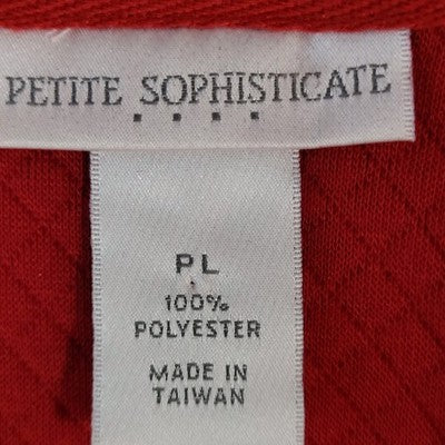 Petite Sophisticate Red Quilted Knit Full Zip Lightweight Unlined Jacket Size PL