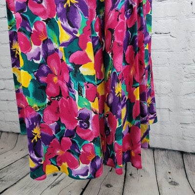 VTG E.D. Michaels Multicolor Floral Sleeveless Pockets Unlined Dress 15-16