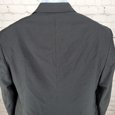 Billy London Black Pinstriped 2 Button Double Notch Blazer Sport Coat Size 42S