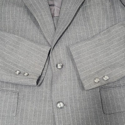 VTG The Barrister Collection Grey Pinstriped 2 Button Notch Blazer Sport Coat 38