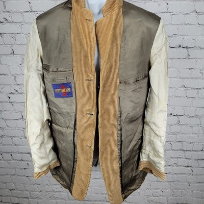 VTG Meisterklassse Tan Corduroy 3 Button Vented Blazer Sport Coat Size 38