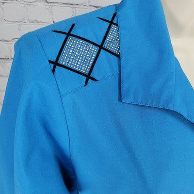 VTG Petites By Willi Blue Pleated Buttoned Short Sleeve A Line Dress USA 8