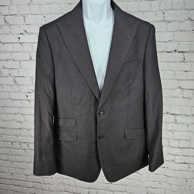 Suitor Black Red Slim Fit 2 Button Double Vented Peak Suit Blazer Sport Coat 40R