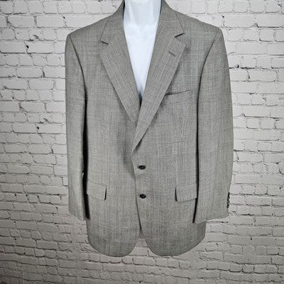 VTG Barrister Black White Glen Check 2 Button Notch Blazer Sport Coat USA 42