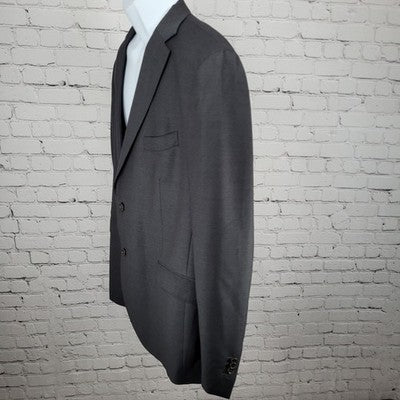 Massimo Dutti Black Super 130's Wool Pinstriped Notch Blazer Sport Coat Size 46